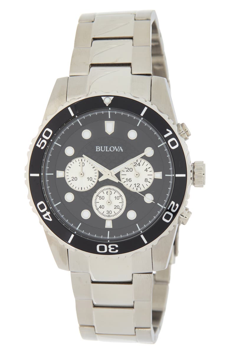 BULOVA 3-Hand Quartz Stainless Steel Bracelet Watch, 44mm, Main, color, White