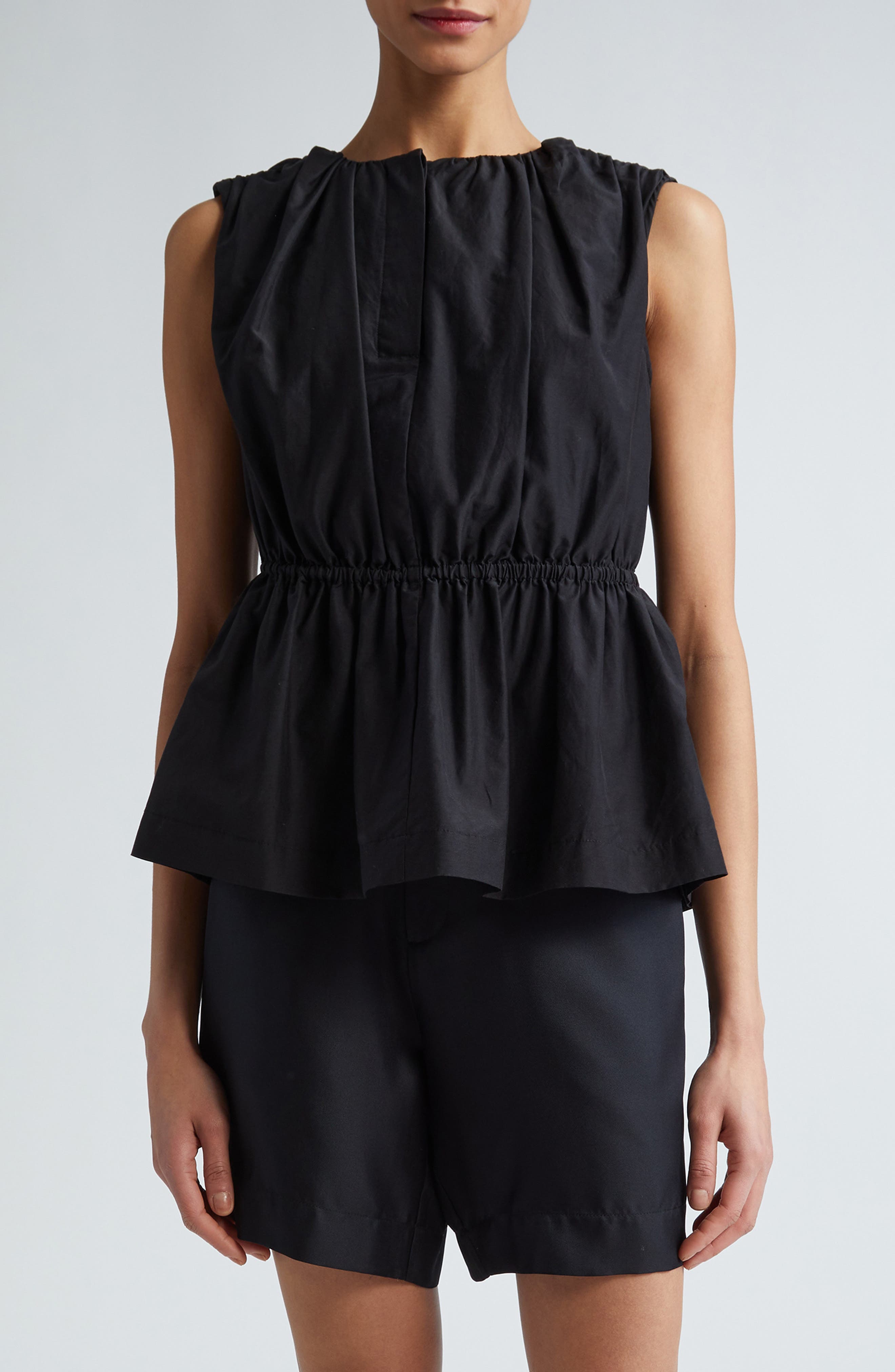 Loulou de Saison Athena Sleeveless Cotton & Silk Peplum Top (Women ...