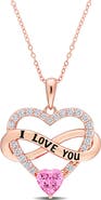 Julianna B. Color Zirconia Infinity Heart Necklace Rose-Plated
