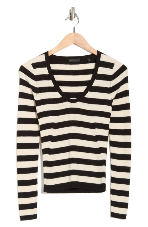 Atm Anthony Thomas Melillo Stripe Merino Wool Blend Sweater In Black