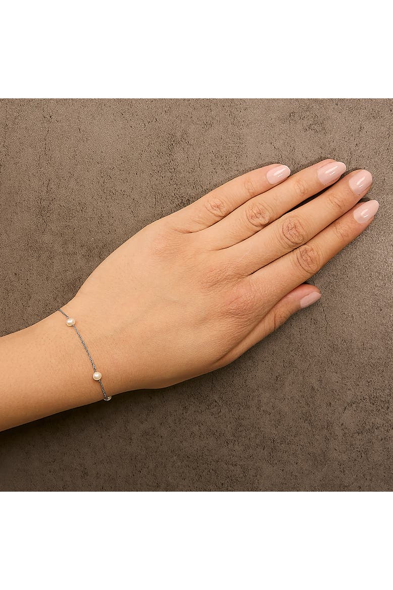 14K White Gold Cultured White Freshwater Pearl Station Bracelet, Alternate, color, White Gold
