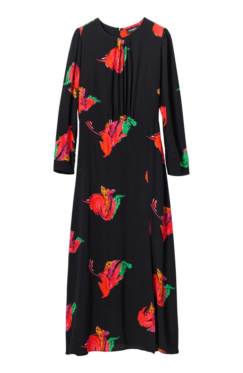 Desigual Long Floral Slit Dress, Alternate, color,