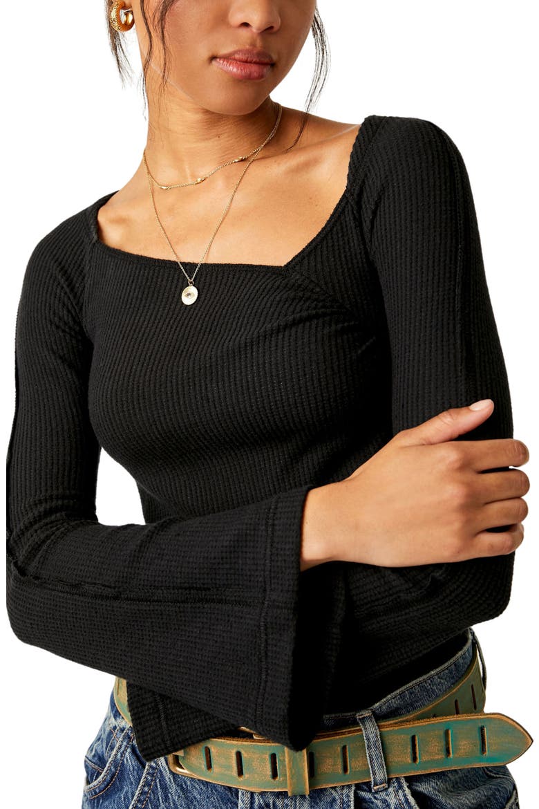 On a Cloud Long Sleeve Bodysuit, Alternate, color, BLACK
