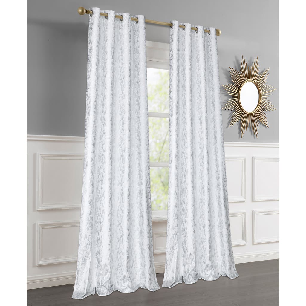Dainty Home Set Of 2 Jacquard Room Darkening Curtains In Silver