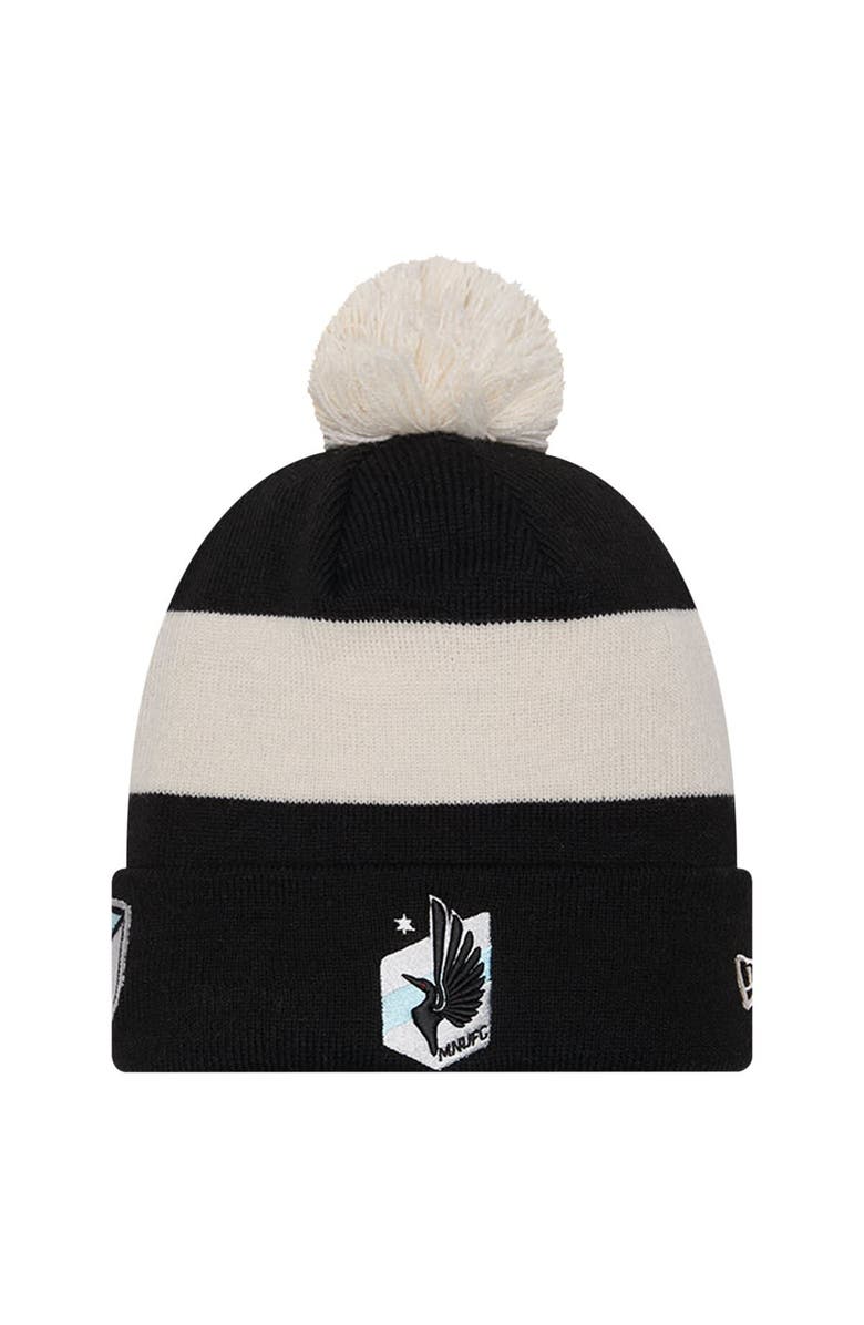 New Era Men's New Era Black Minnesota United FC 2024 Kick Off Collection Cuffed Knit Hat with Pom, Main, color, 