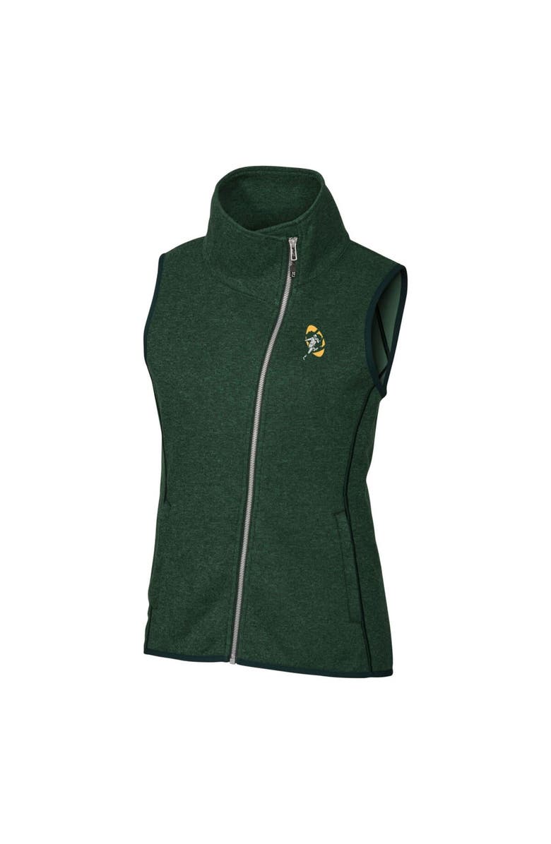 Cutter & Buck Women's Cutter & Buck Heather Green Green Bay Packers Throwback Logo Mainsail Full-Zip Vest, Alternate, color, 