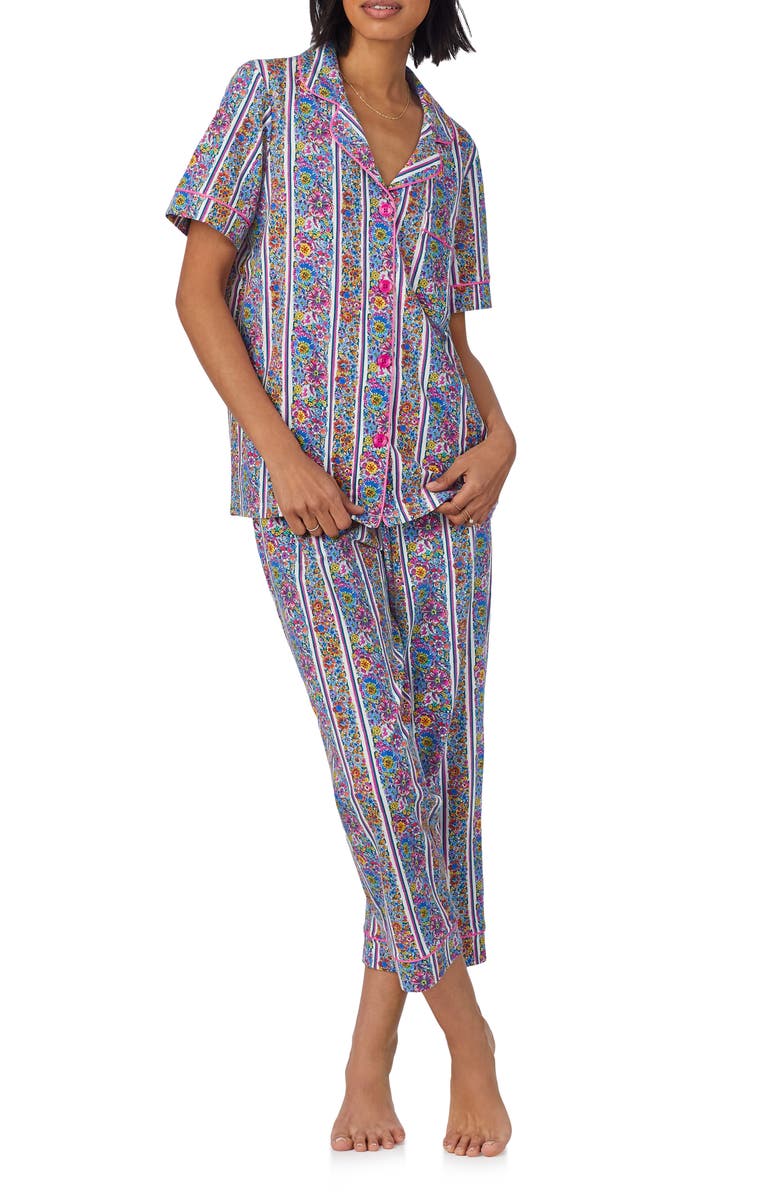 BedHead Pajamas Print Crop Stretch Jersey Pajamas, Alternate, color, Bel Fiore