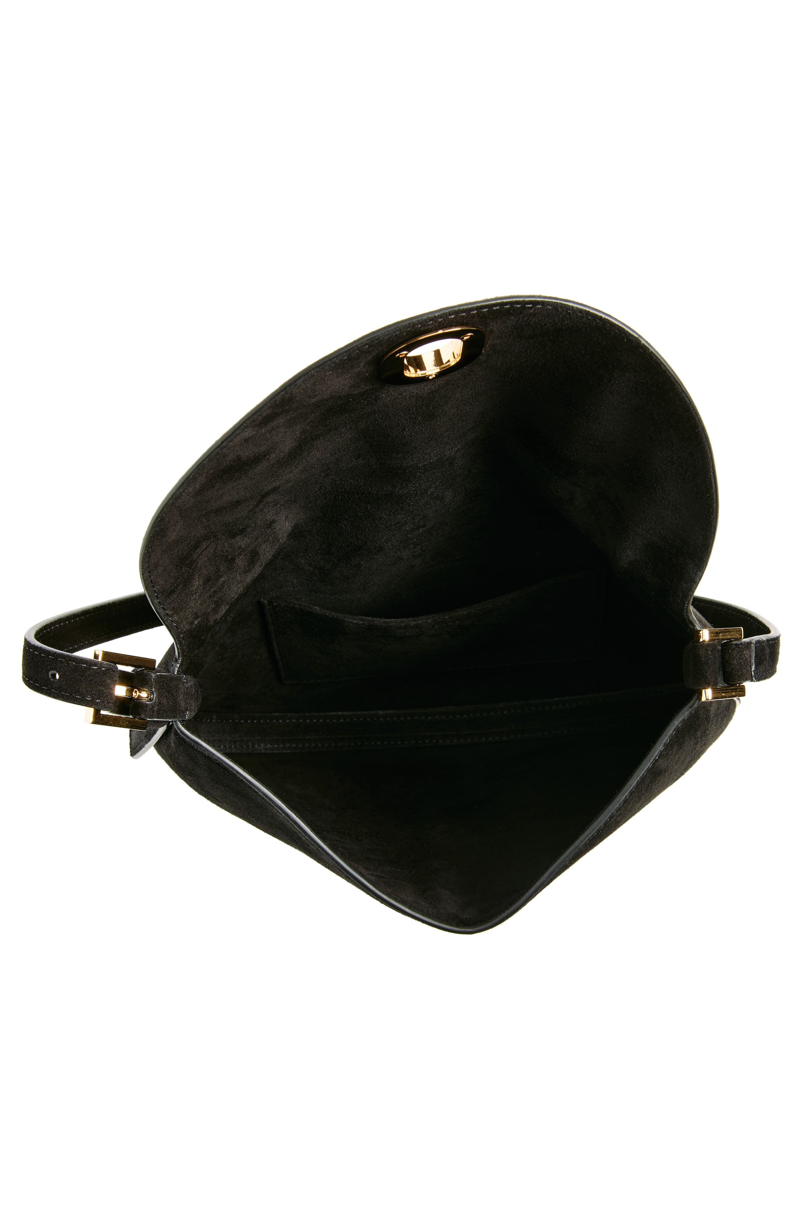 SAVETTE Tondo Suede Hobo Bag, Alternate, color, Black