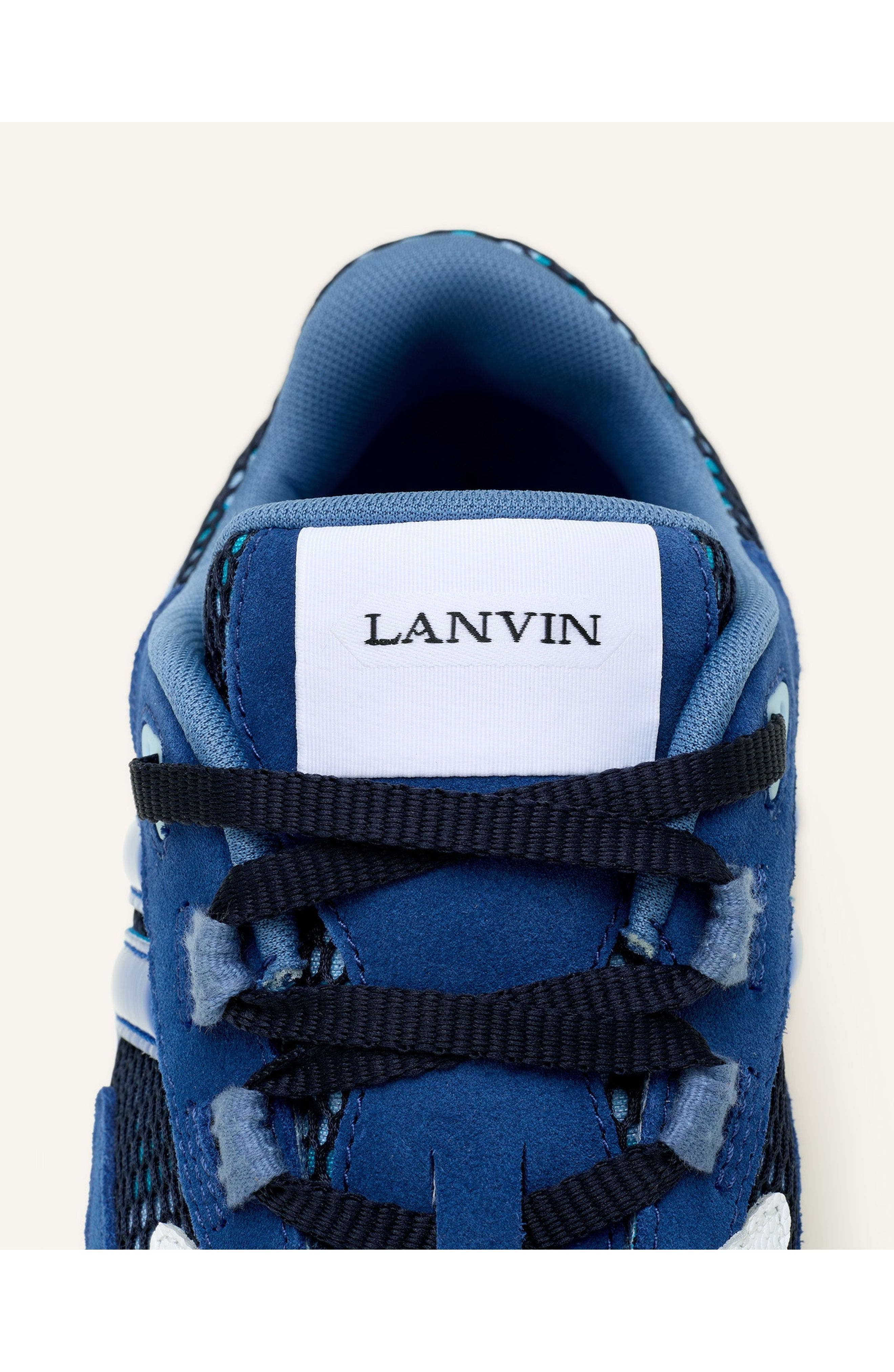 Lanvin Jla Sneakers In Mesh And Metallic Leather, Alternate, color, Dark Blue/Light Blue