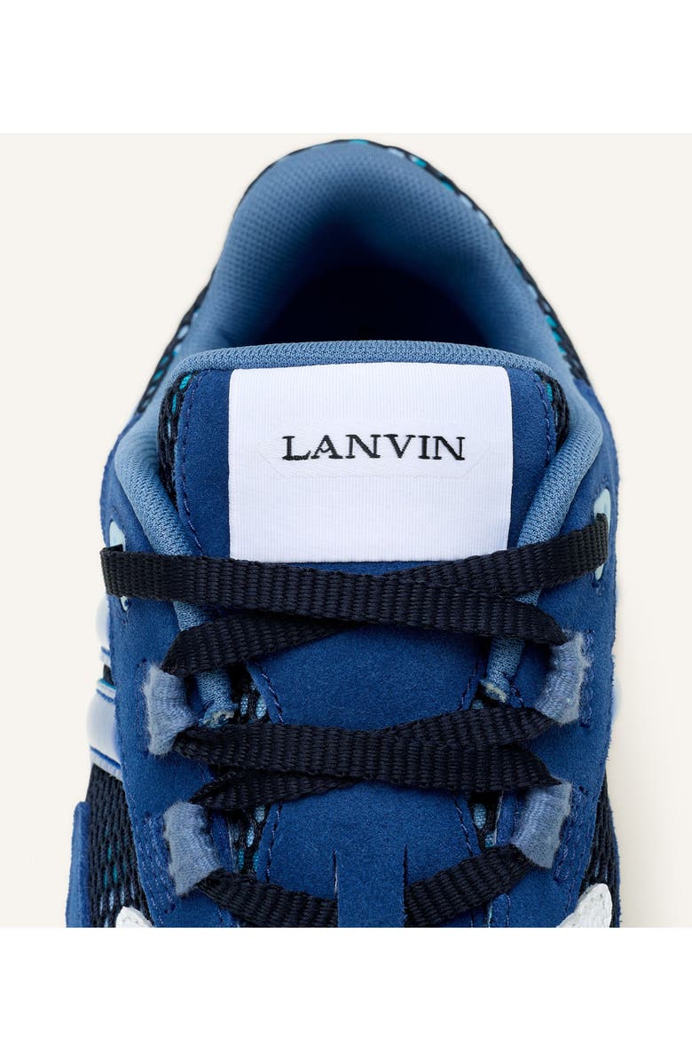 Lanvin Jla Sneakers In Mesh And Metallic Leather, Alternate, color, Dark Blue/Light Blue