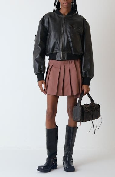 ジャケット・アウター acne studios leather bomber jacket brown Padded coated jersey bomber jacket in brown - Acne Studios