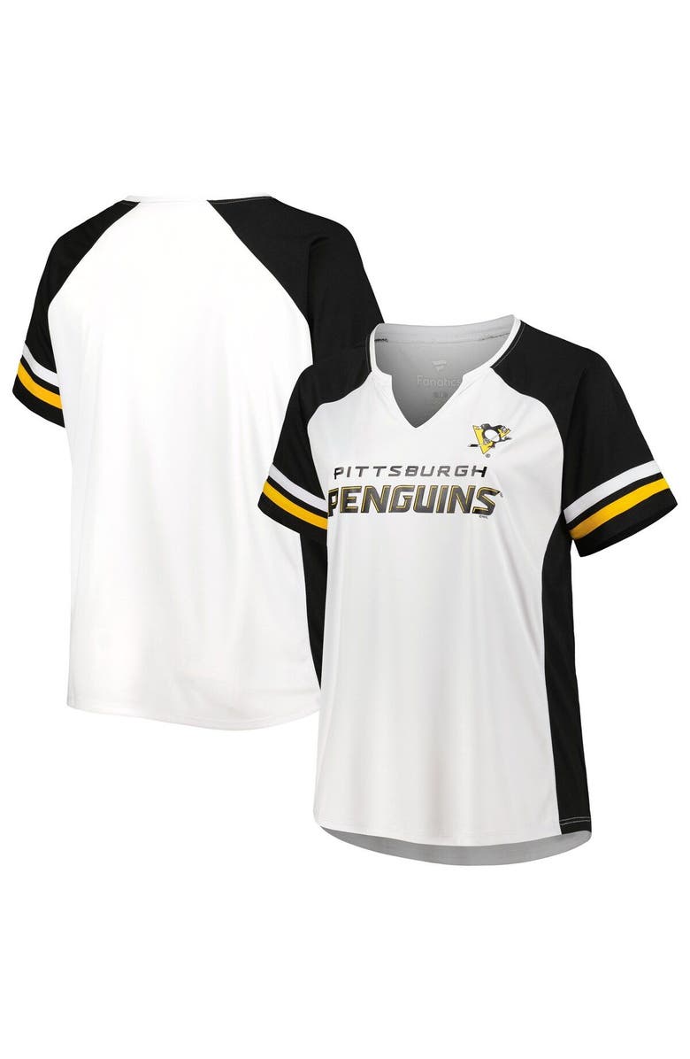 PROFILE Women's Profile White Pittsburgh Penguins Plus Size Notch Neck Raglan T-Shirt, Main, color, 