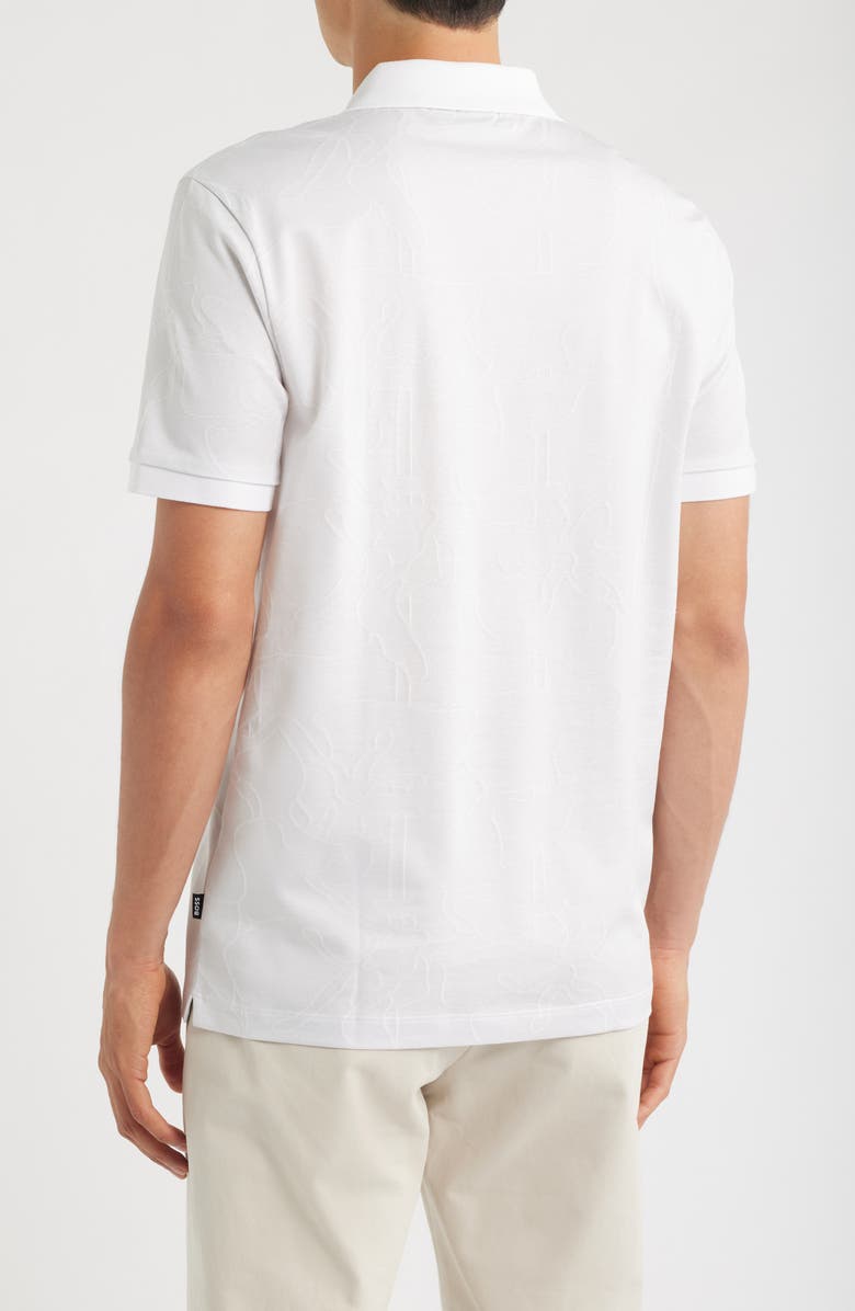 BOSS Parlay Floral Jacquard Cotton Polo, Alternate, color, White