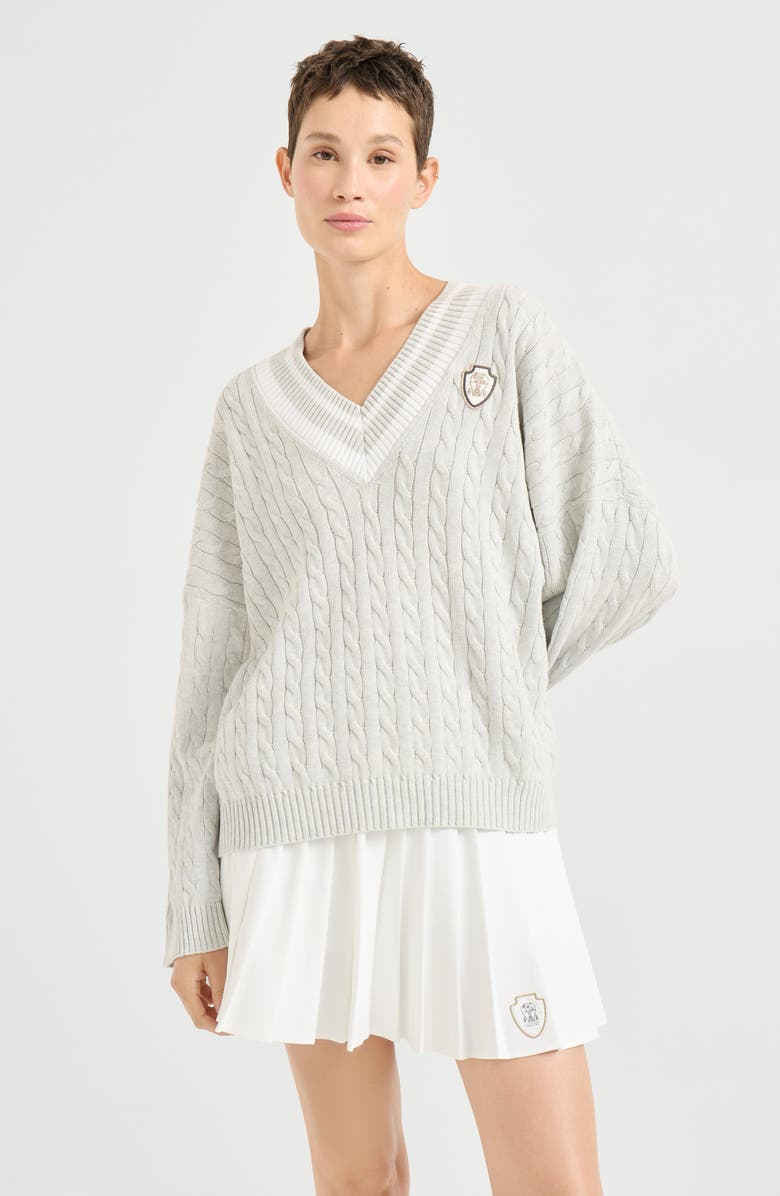 Brunello Cucinelli Sweater with logo, Alternate, color, Light Grey