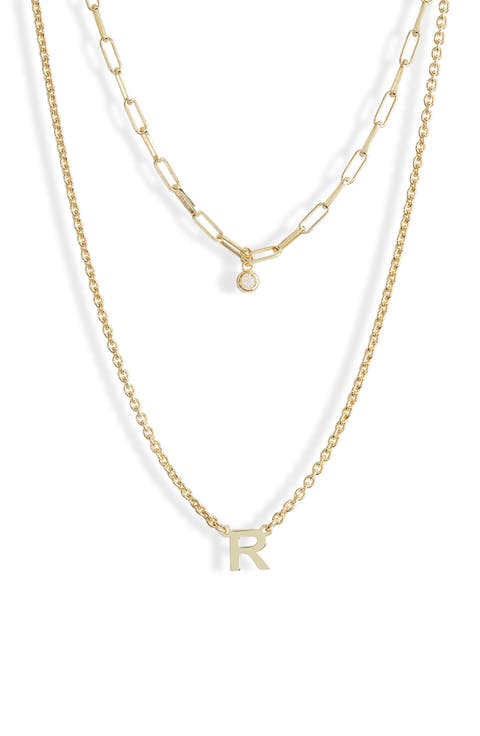 Diamond Initial Charm Necklace