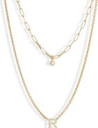 MESHMERISE Diamond Initial Charm Necklace