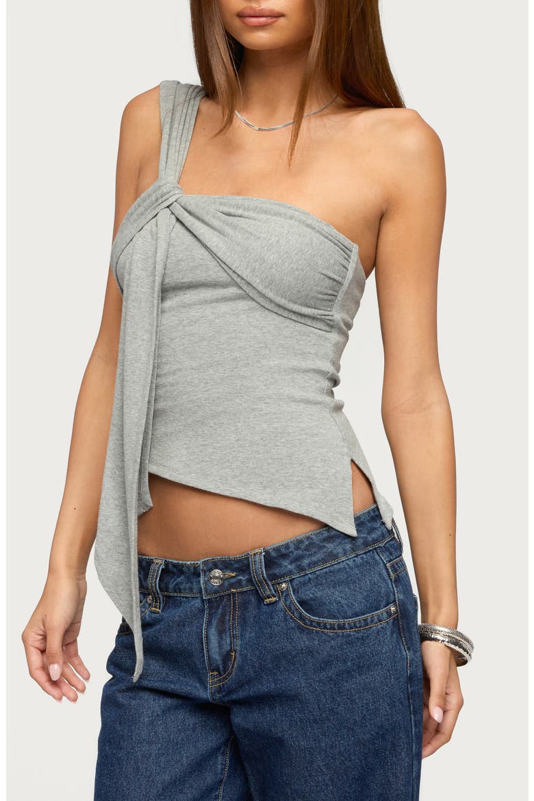 Zoie Draped Tie Shoulder Top, Alternate, color, GRAY-MELANGE