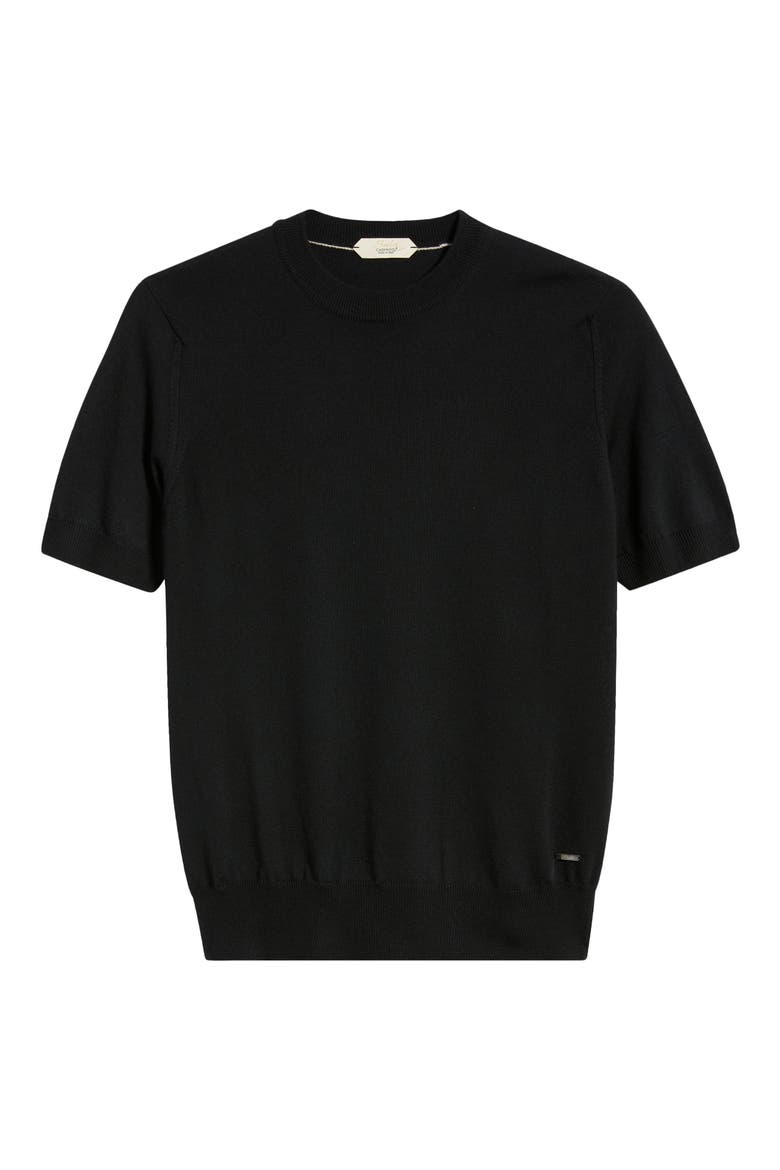 Cashwool® Short Sleeve Crewneck Sweater, Alternate, color, BLACK