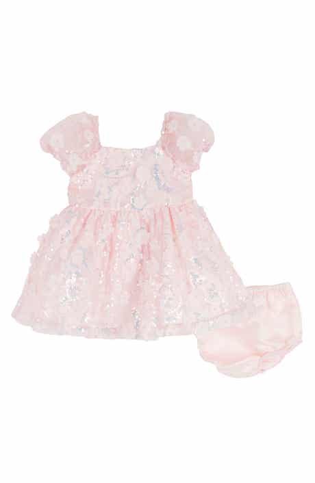 Rare Editions 3D Sequin Mesh Dress & Bloomers