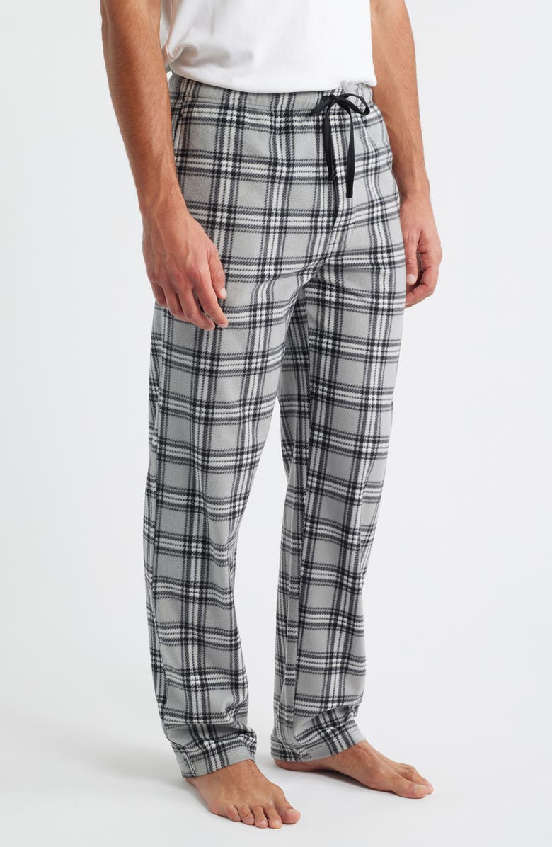 Majestic International Unwind Fleece Drawstring Pants, Alternate, color, Grey/ Black/ White