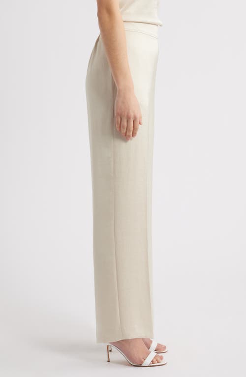 Anne Klein High Waist Pull-on Wide Leg Pants In Light Parchment
