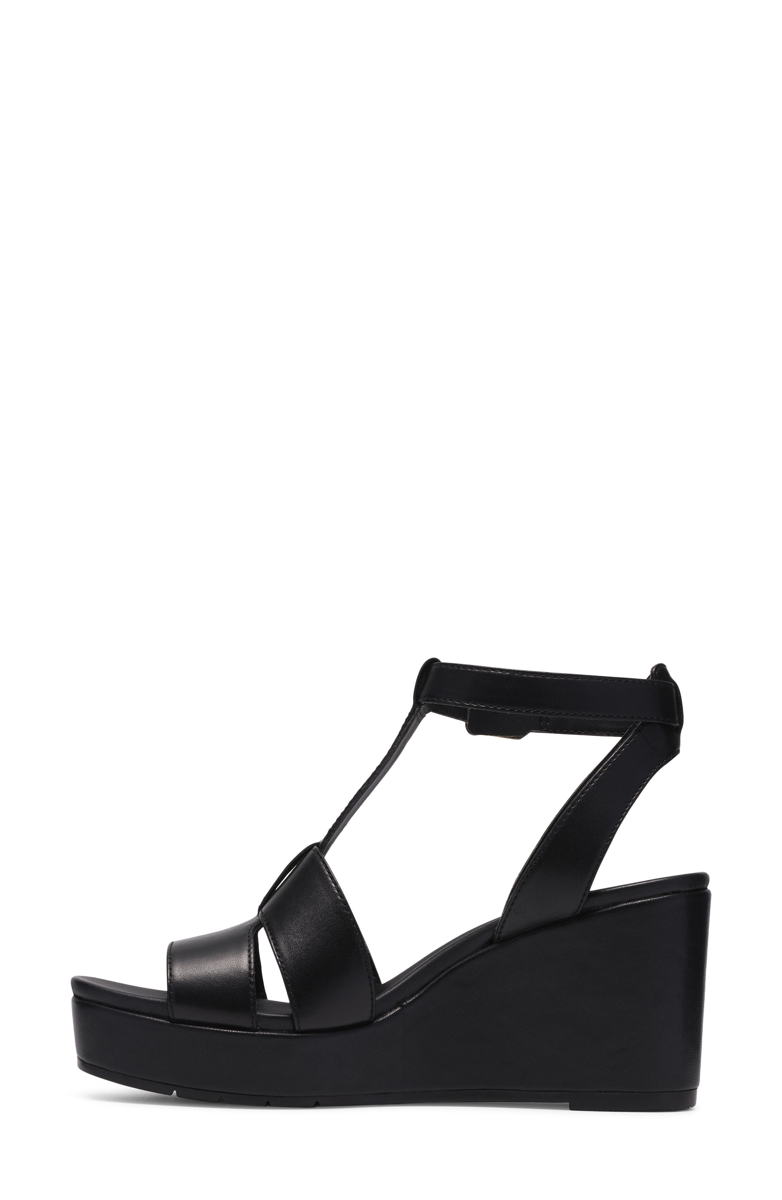 Clarks<sup>®</sup> Sabina Hope Platform Wedge Sandal, Alternate, color, Black Leather