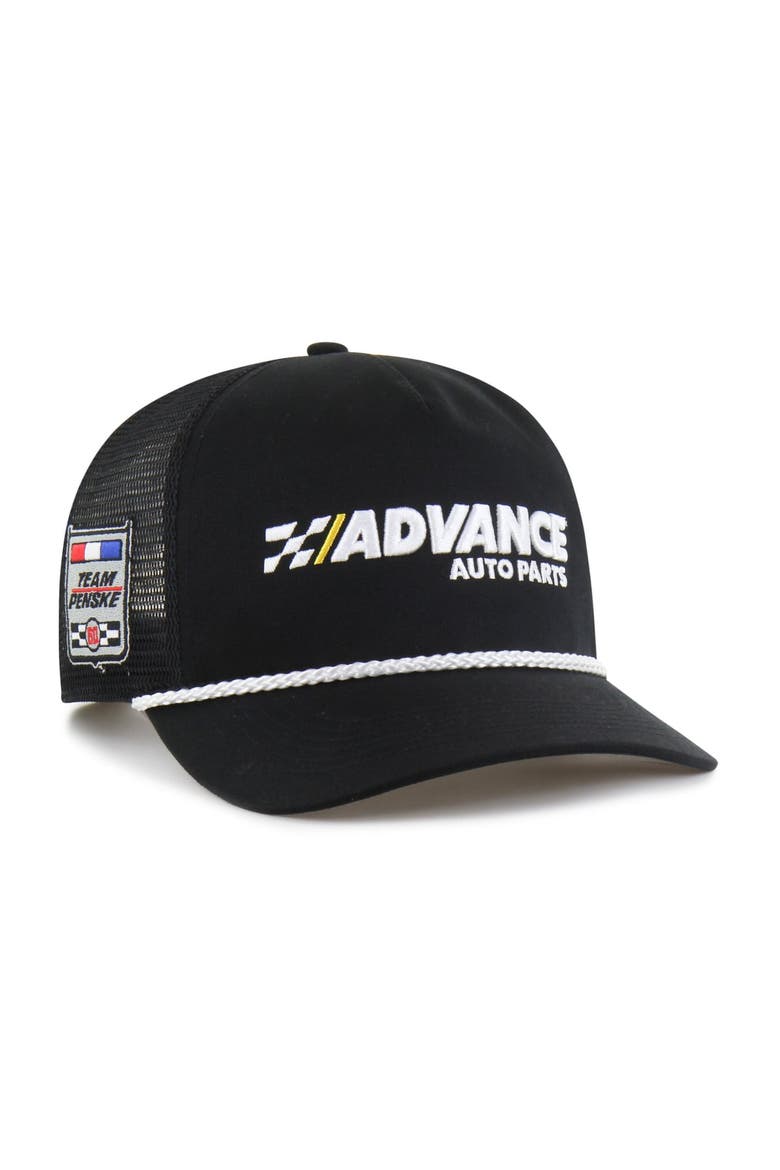 Men's '47  Black Ryan Blaney Side Patch Hitch Trucker Rope Adjustable Hat, Main, color, Black