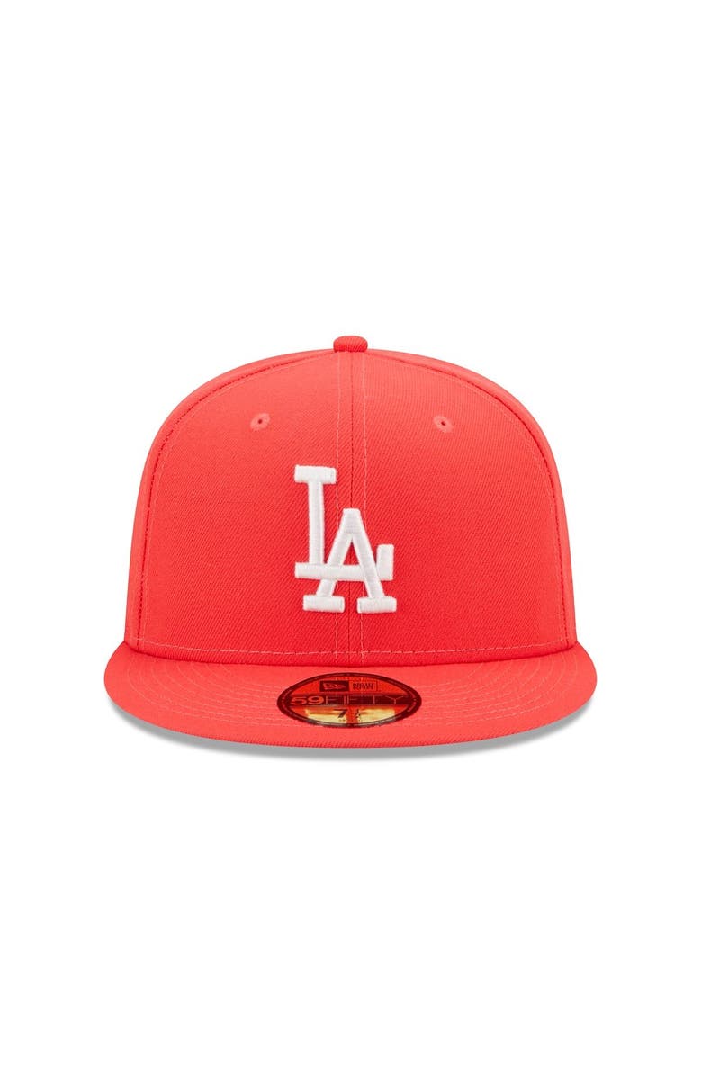 New Era Men's New Era Red Los Angeles Dodgers Lava Highlighter Logo 59FIFTY Fitted Hat, Alternate, color, 