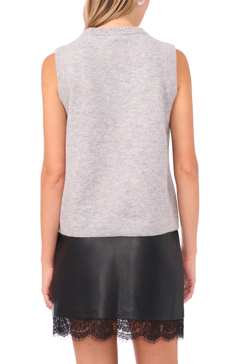 Vince Camuto Rhinestone Embellished Sweater Vest, Alternate, color, Light Heather Grey