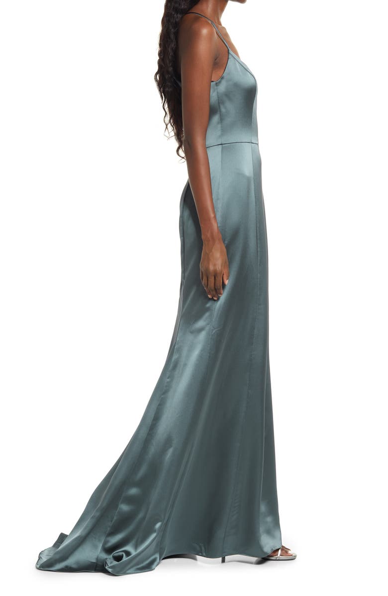 Amsale Everly Sleeveless Satin Mermaid Gown, Alternate, color,