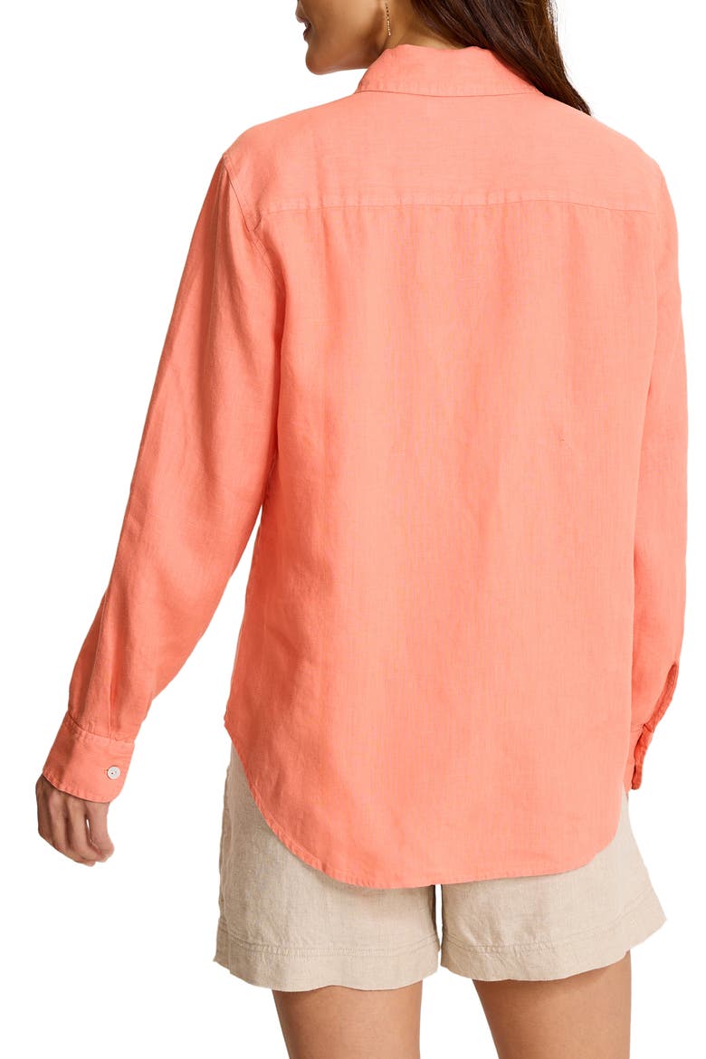 Coastalina Linen Button-Up Shirt, Alternate, color, PEACH GELATO