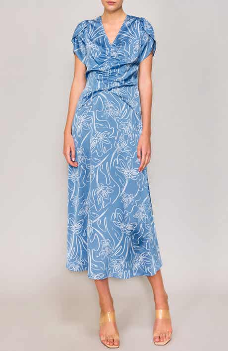 MELLODAY Ruched Tulip Sleeve Maxi Dress