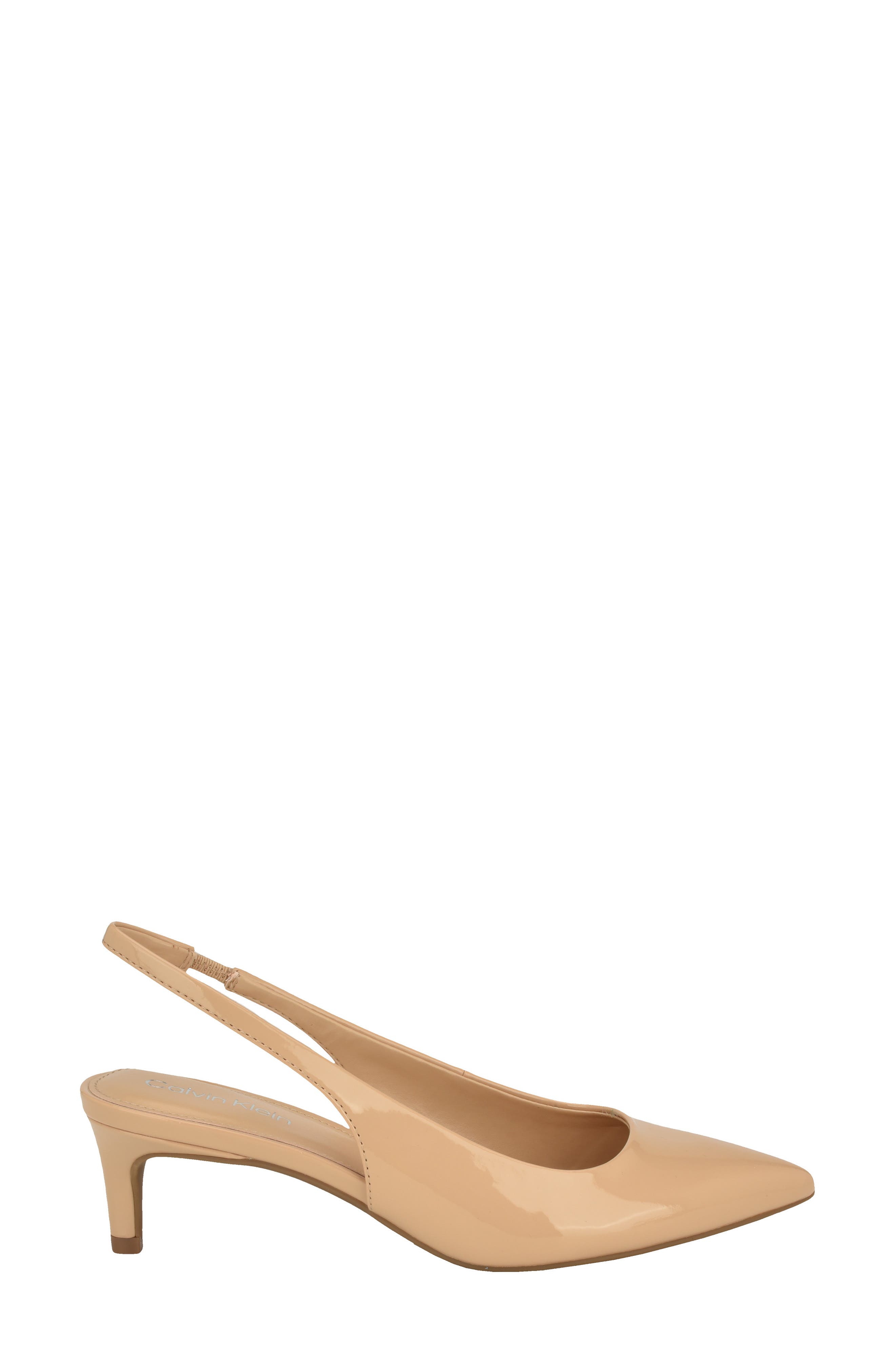 Calvin Klein Dainty Kitten Heel Pointed Toe Slingback Pump, Alternate, color, Light Natural
