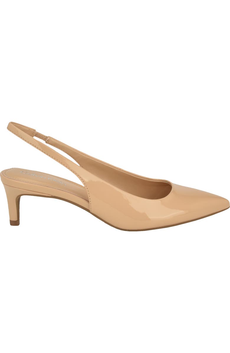 Calvin Klein Dainty Kitten Heel Pointed Toe Slingback Pump, Alternate, color, Light Natural