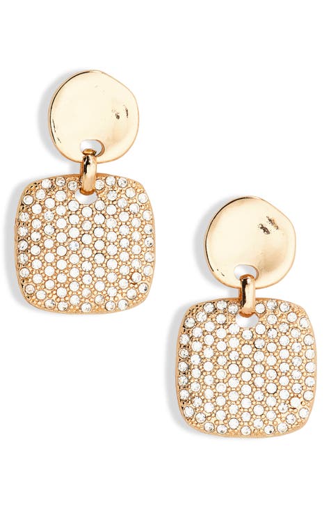 Soft Square Pavé Cubic Zirconia Drop Earrings