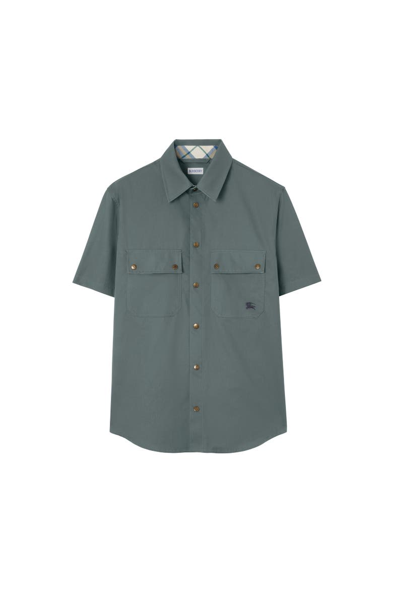 Burberry Relaxed Fit Tropical Gabardine Shirt, Alternate, color, Seafarer Blue