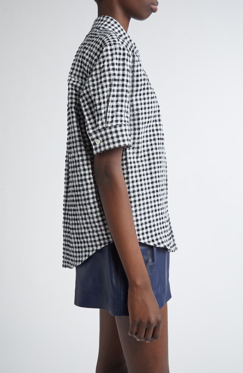 Marni Gingham Seersucker Button-Up Shirt, Alternate, color,