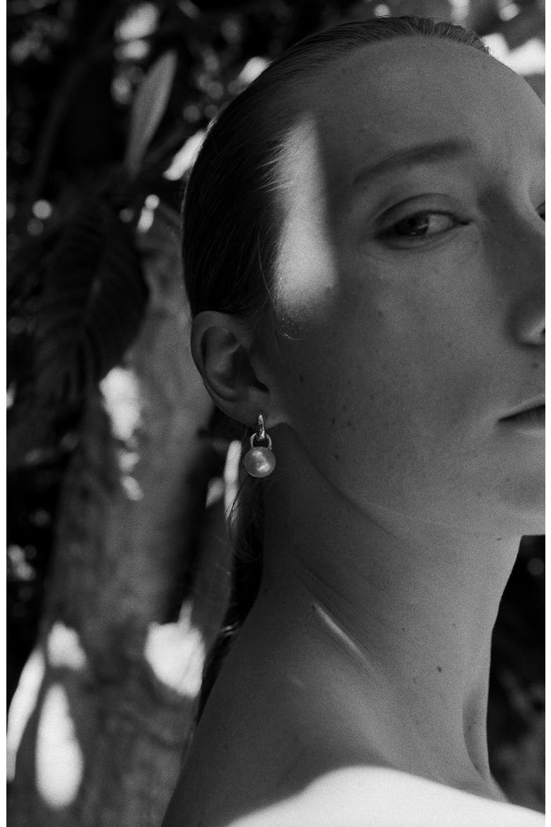 Everyday Imitation Pearl Earrings, Alternate, color, STERLING SILVER