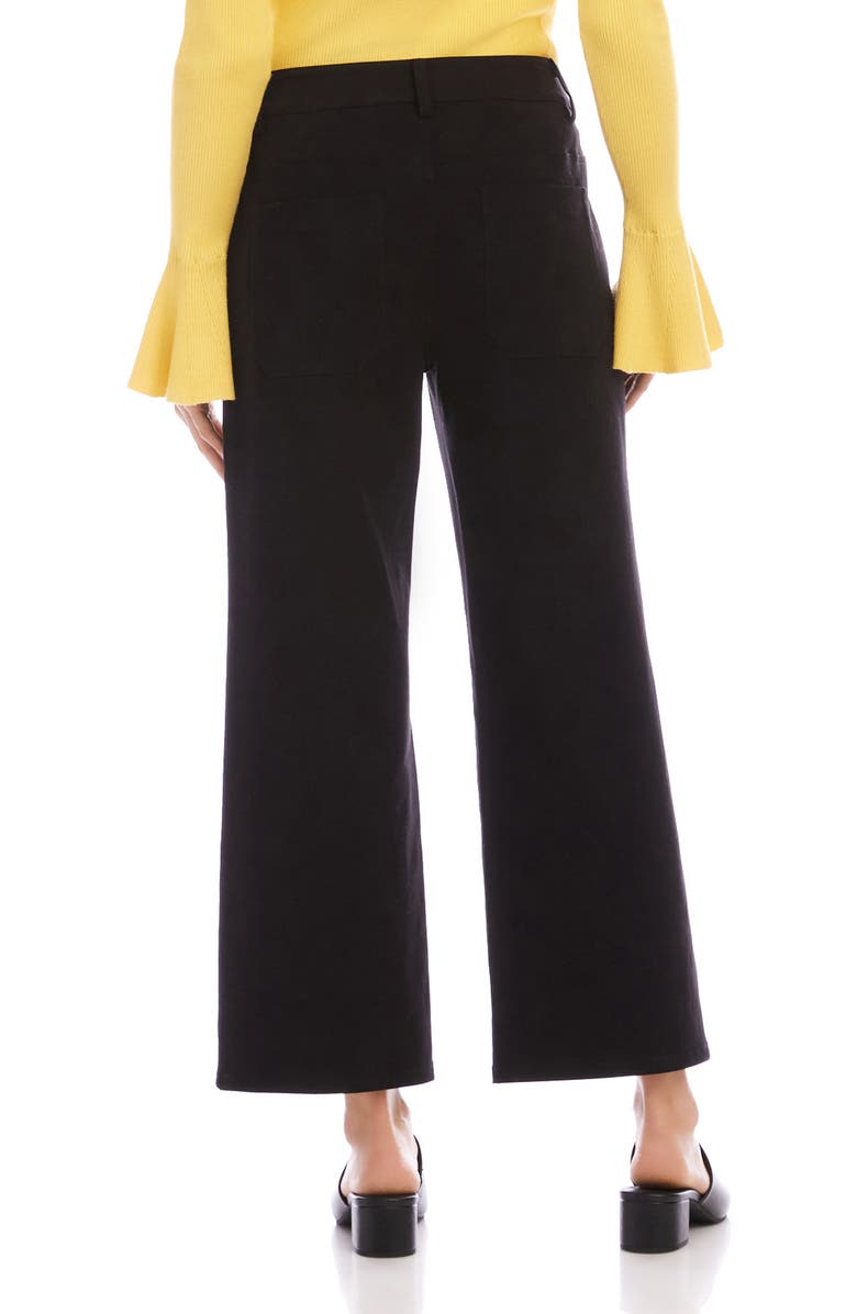 Karen Kane Lauren Patch Pocket Crop Wide Leg Pants, Alternate, color, Black