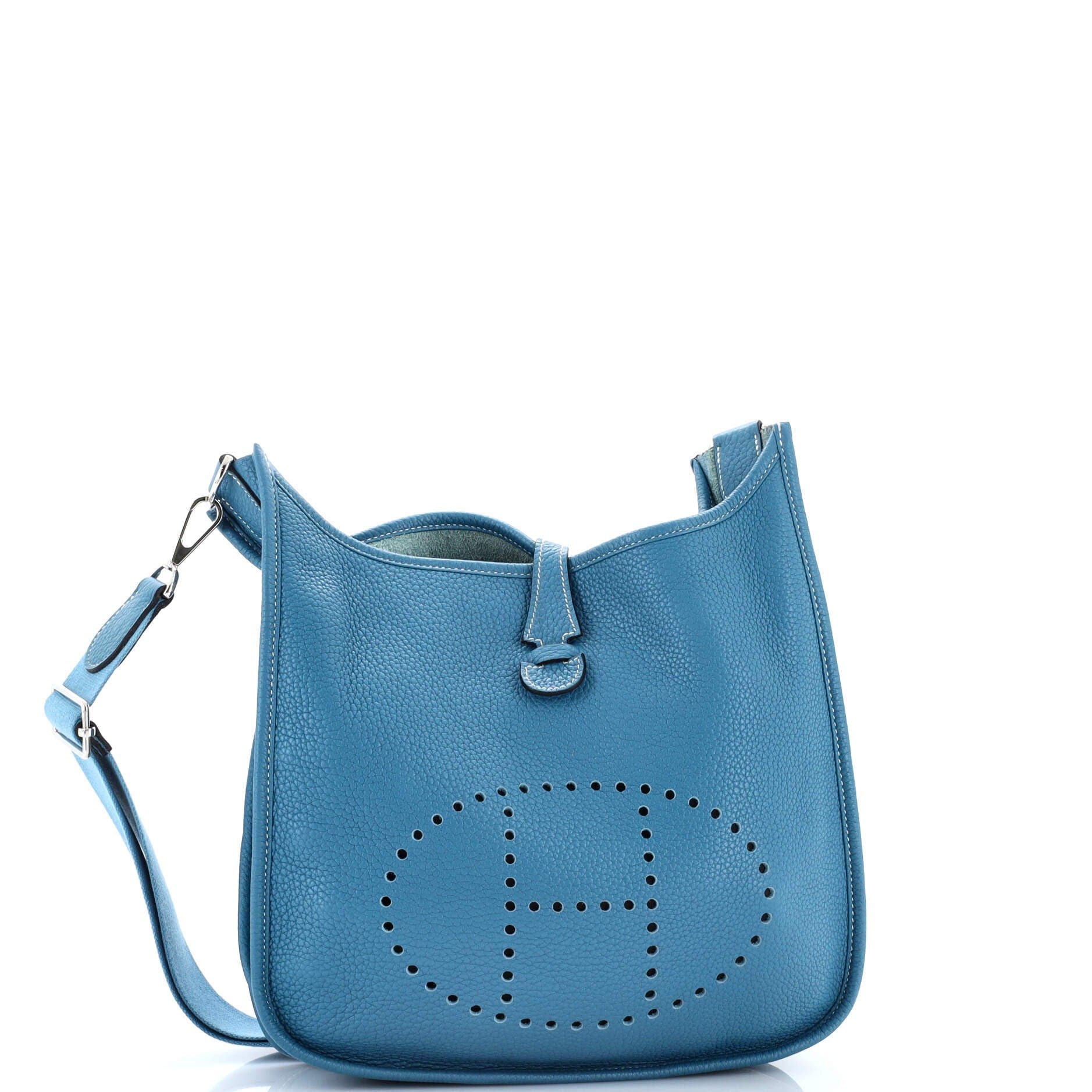 Pre-Owned Hermes Evelyne Bag Gen III Clemence PM, Alternate, color, Bleu Jean