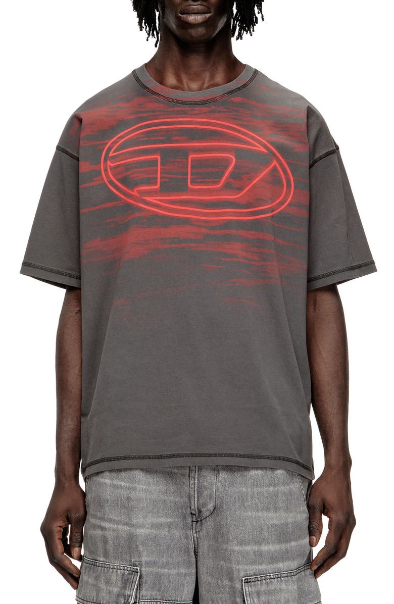 DIESEL<sup
®</sup
T-Boxt-T5 Logo Cotton Graphic T-Shirt, Main, color, Gravel Grey