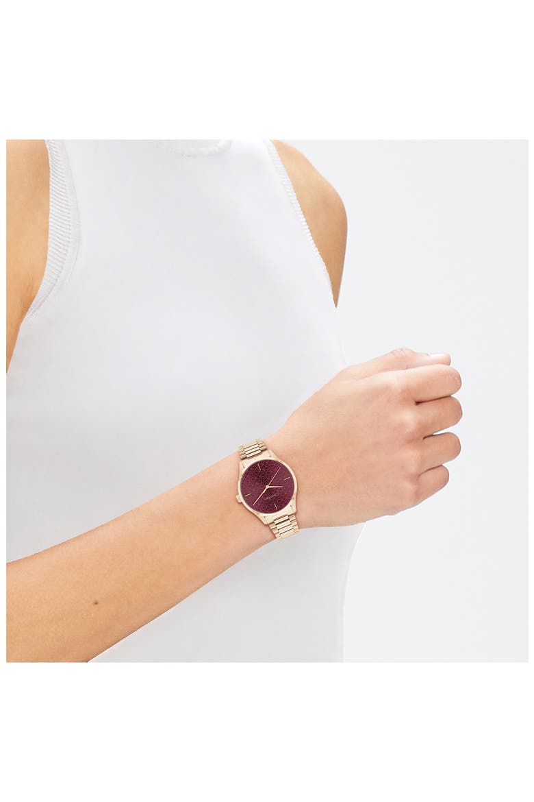 CK Iconic Bracelet Watch, 35mm, Alternate, color, BURGUNDY