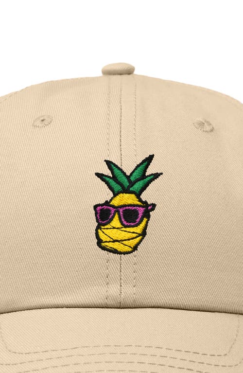 Dalix Pineapple Embroidered Dad Hat In Khaki