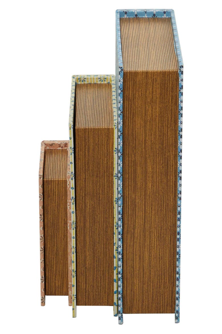 Set of 3 Vintage Canvas Decorative Keepsake Boxes, Alternate, color, BLUE MULTI COLORED