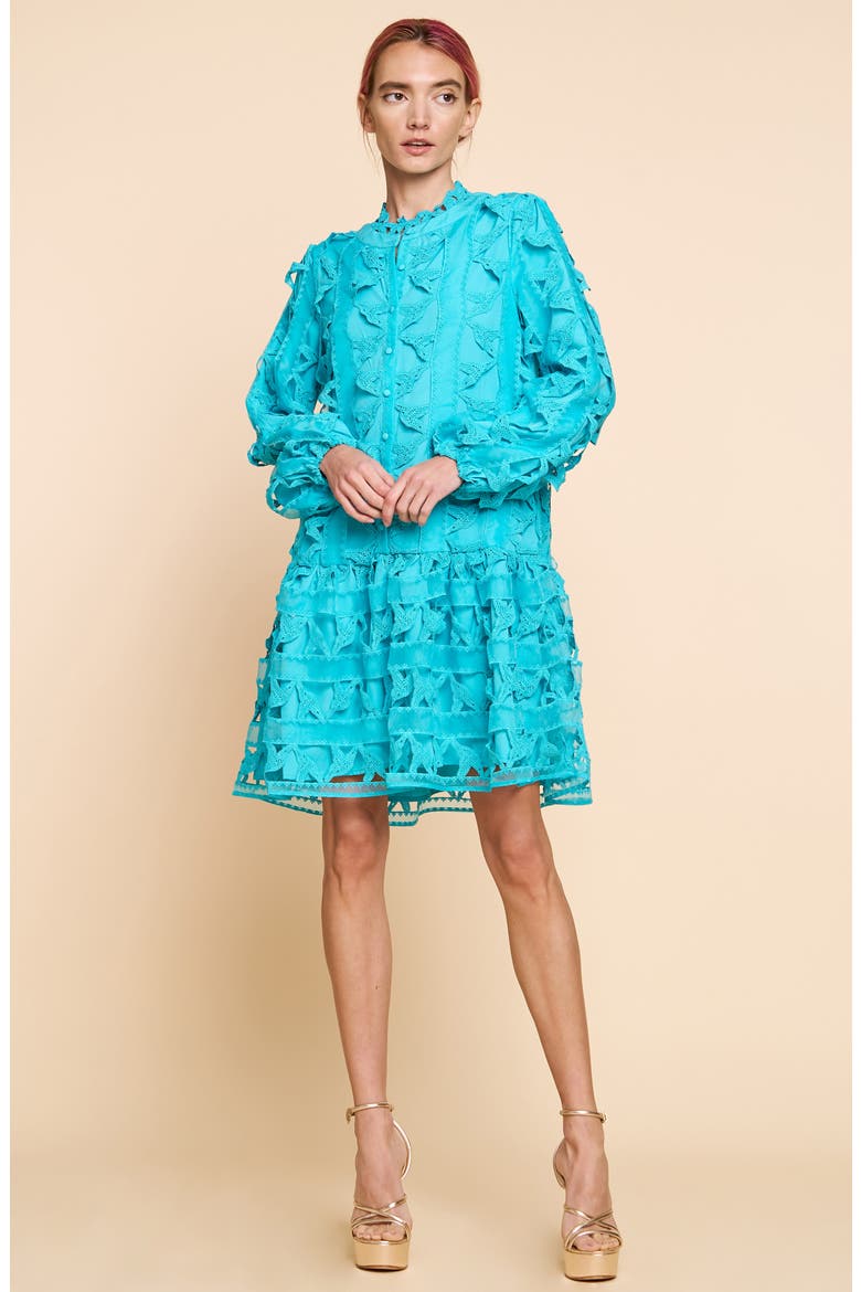 Wylla Humbird Lace & Organza Drop Waist Dress, Alternate, color, SUCCULENT BLUE