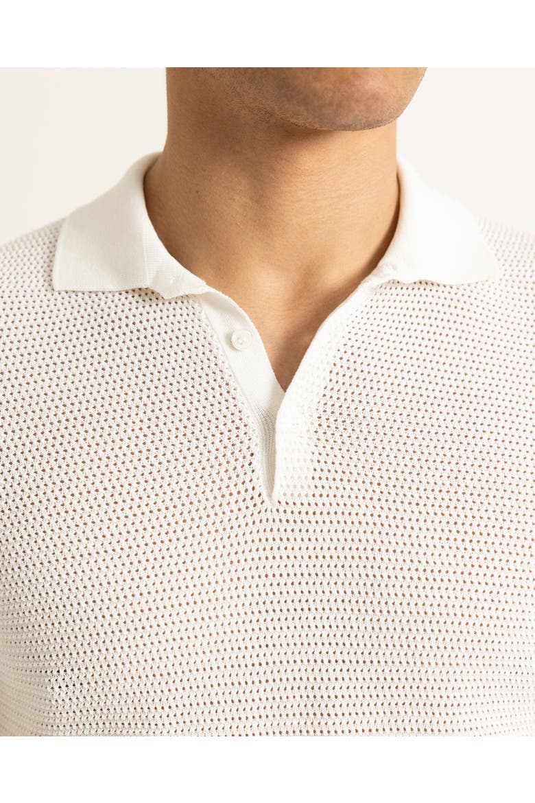 Burnham Tailored Fit Tie Stitch Knit Polo Shirt, Alternate, color, Cloud