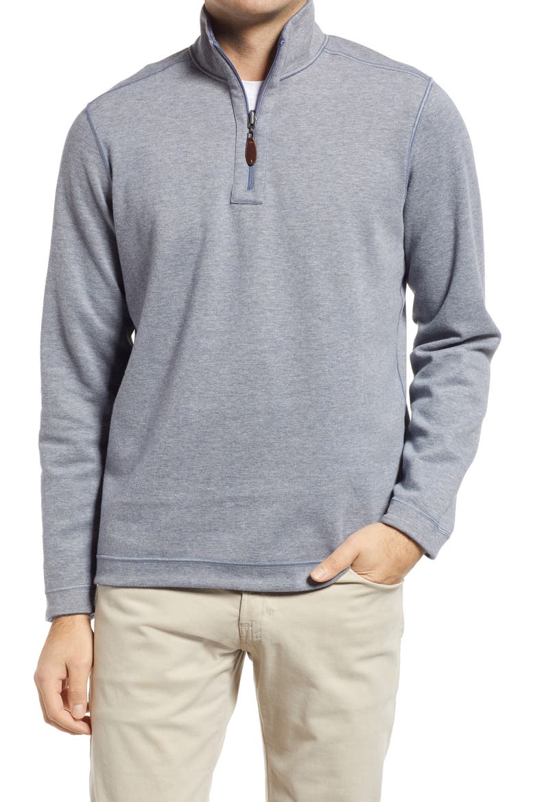 Reversible Quarter Zip Pullover, Alternate, color, BLUE/ LIGHT GRAY