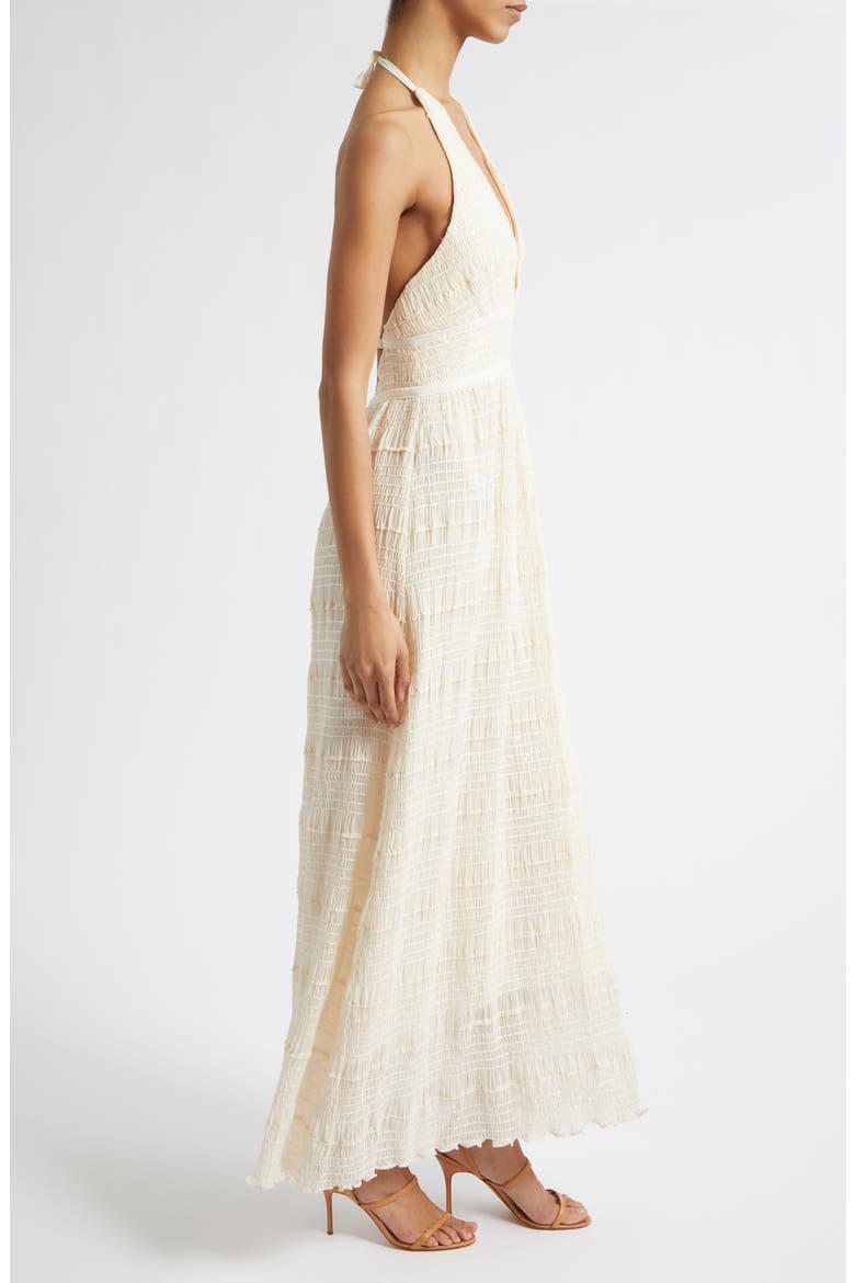 Hazel Halter Dress, Alternate, color, BONE CHIFFON