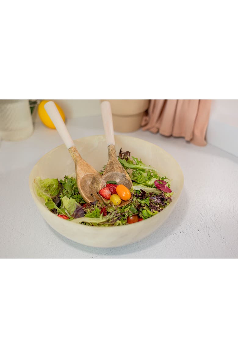 Resin Salad Servers, Alternate, color, White and brown
