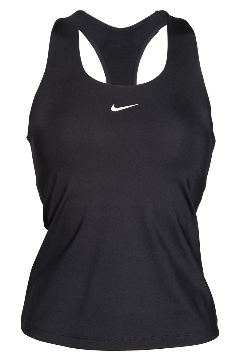 Dri-FIT Swoosh Bra Racerback Tank, Alternate, color, 010 BLACK/ BLACK/ WHITE